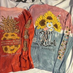 Simply Southern Pineapple and Sunflower Long Sleeve Shirts
